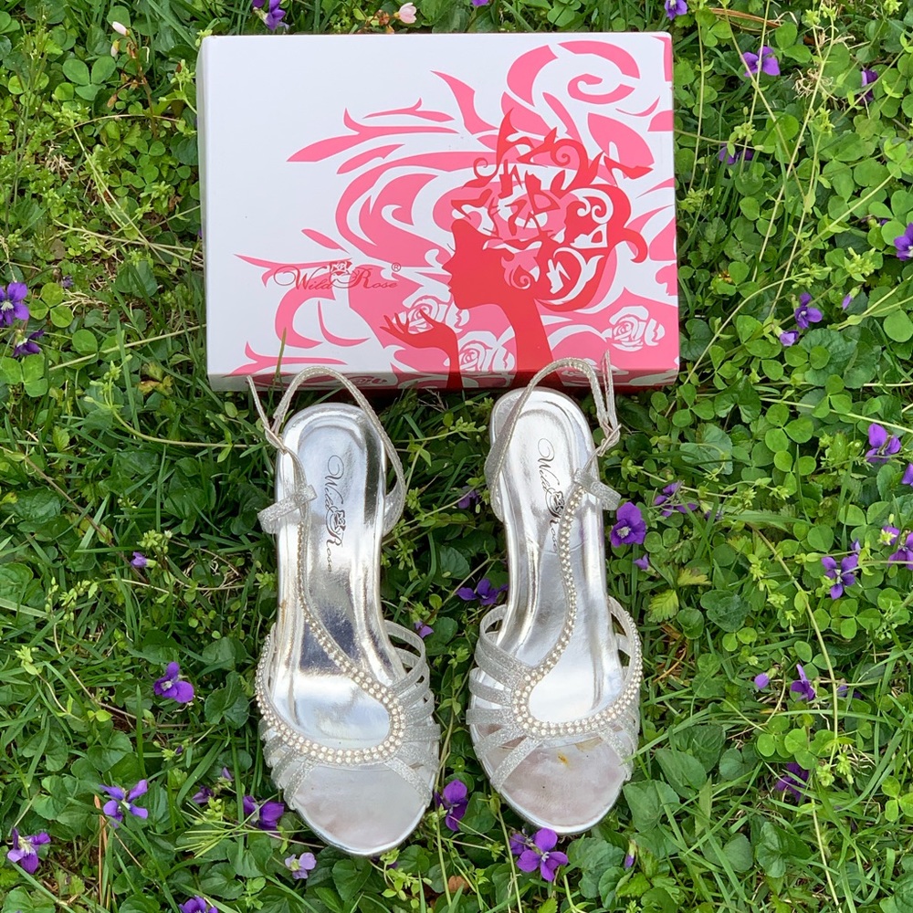 Wild Rose Silver Heels